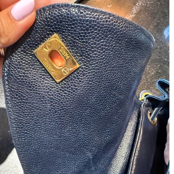Chanel Vintage Navy Caviar Lambskin Backpack 24k Gold Hardware 80s 90s main image 14